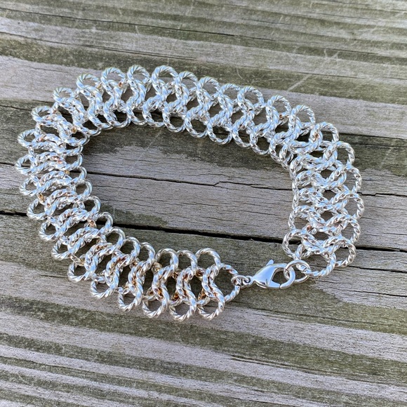 Platinum tone thick knotted chain bracelet 7 inch - Picture 8 of 13